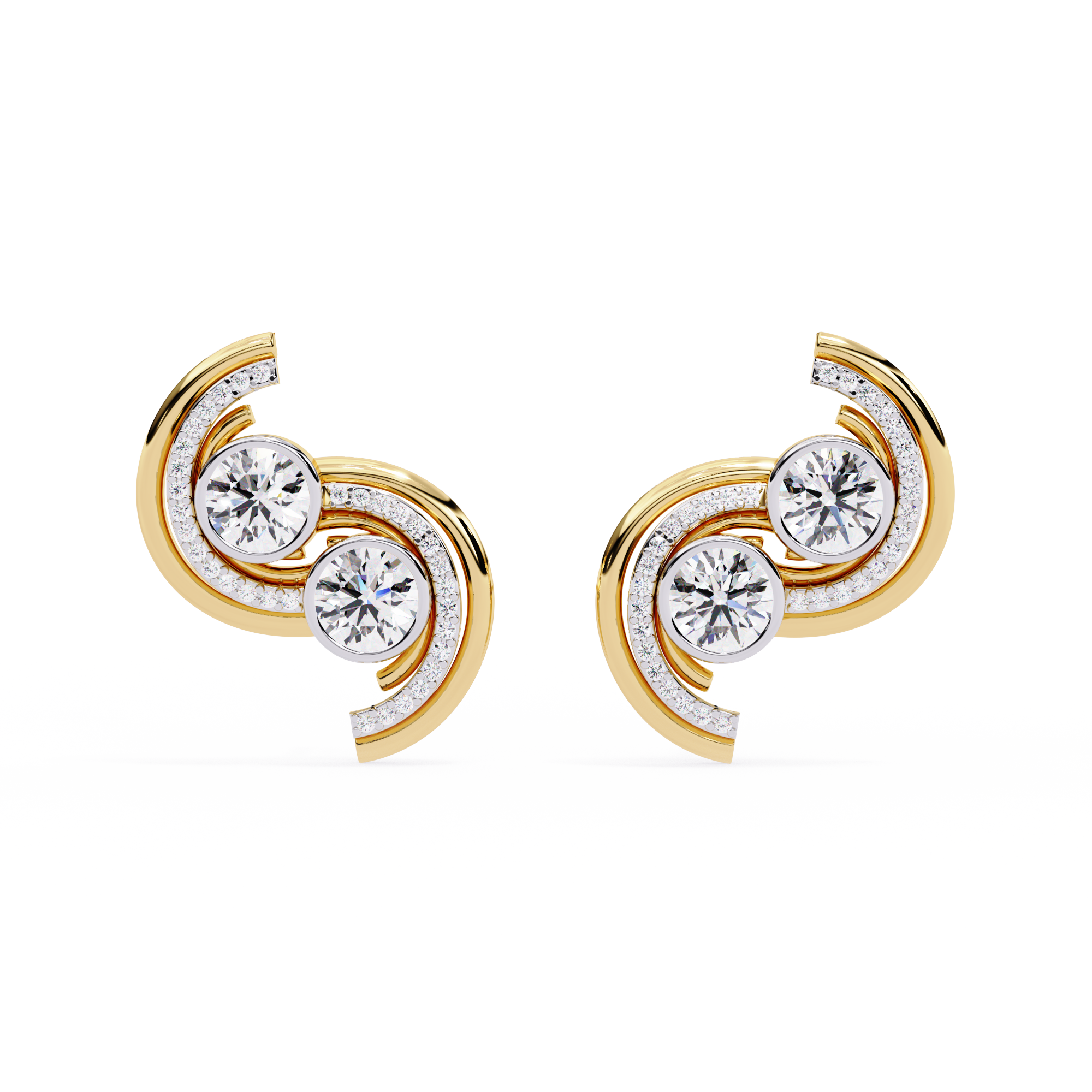 Buy Lustrous Spiral Natural Diamond Earrings |Solitairekart